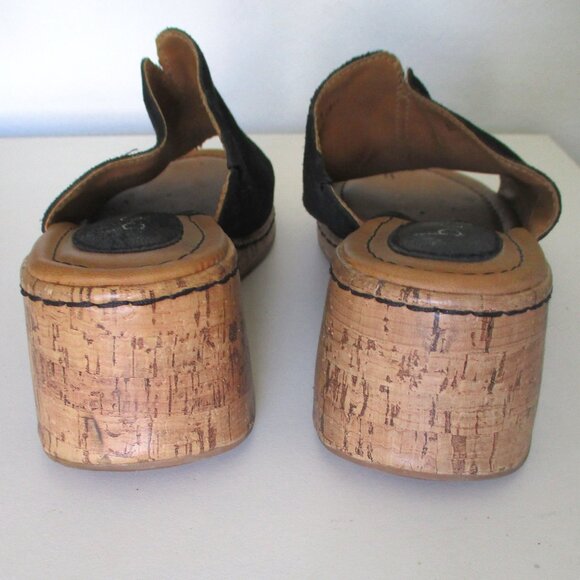 Born b.o.c Womens Black Leather Slide w/2" Wedge Heel - Size 7M - Picture 7 of 8